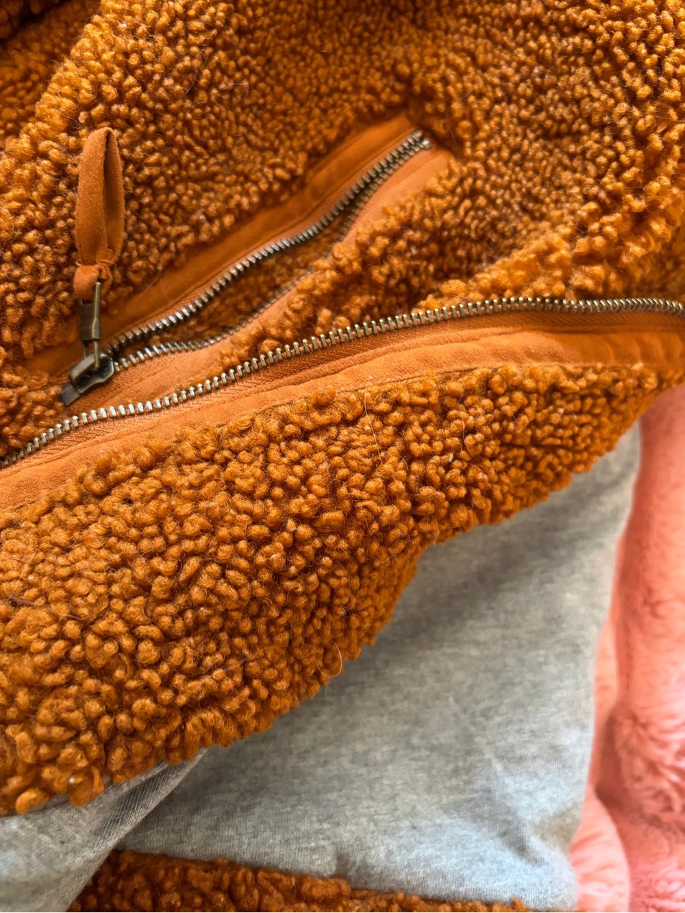 Marrakech Moto Jacket Rust Brown Teddybear M - Picture 7 of 9